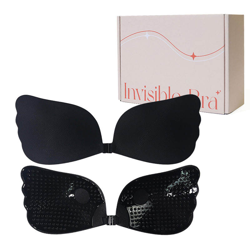 Custom Logo Silicone Sticky Bra for Women Wholesale Wing Invisible Bra Strapless Backless Adhesive Push up Bra With Front Clasp