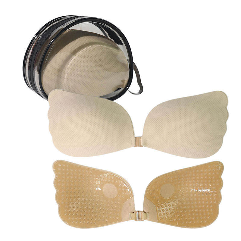 Custom Logo Silicone Sticky Bra for Women Wholesale Wing Invisible Bra Strapless Backless Adhesive Push up Bra With Front Clasp