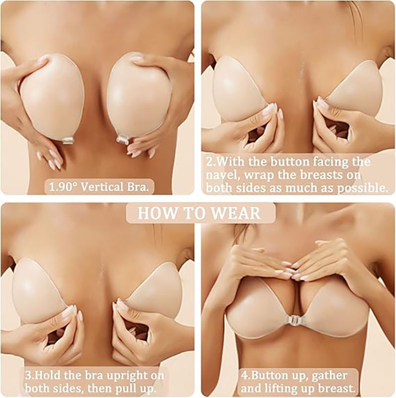 Reusable Silicone Super Sticky Backless Silicone Gel Seamless Push up Invisible Breast Lift Bra