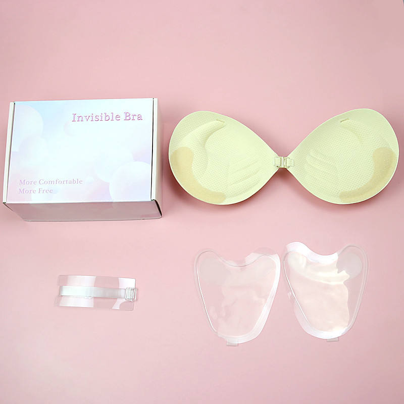 Wholesale High Quality Detachable Design Invisible Bra for Fashion Wear Women Gather to Breast Backless Invisible Adhesive Bra