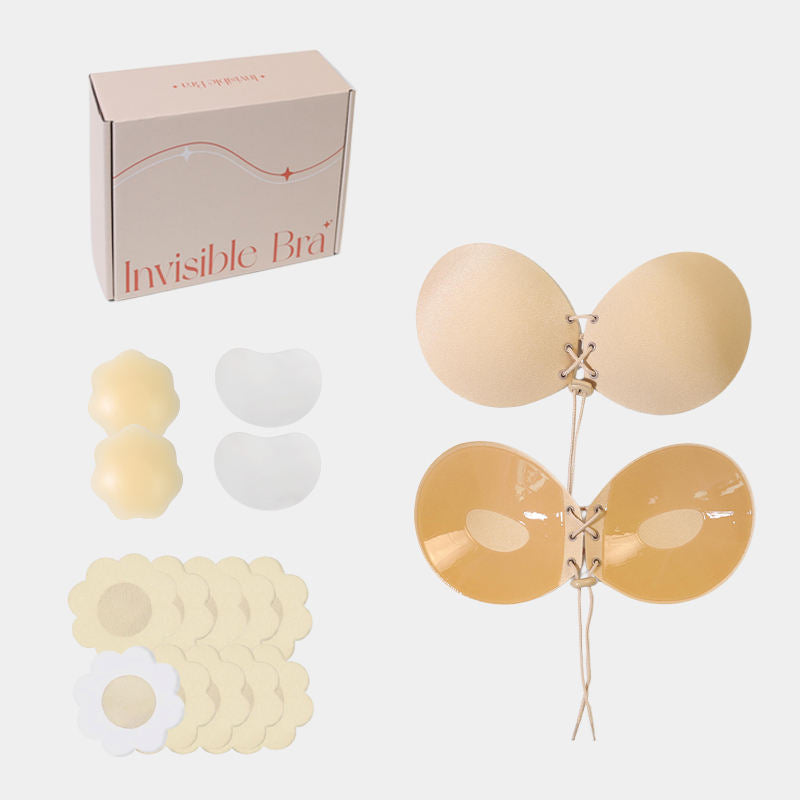 Invisible Self Adhesive Bra Strapless Backless Seamless Silicone Bra Push up Sticky Bra for Women Reusable Nipple Covers