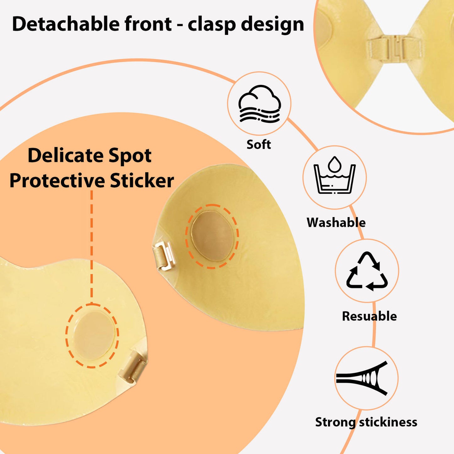 Waterproof Sticky Breast Patches Women Plus Size Invisible Strapless Silicone Self Adhesive Bra