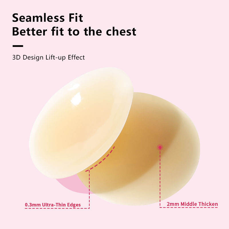 Nipple Covers 2 Pairs-Seamless and Sheer Adhesive Silicone Nipple Pasties for Women Reusable, Sticky Breast Petals