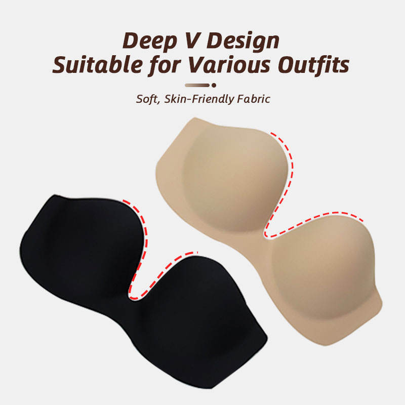 New Arrival Invisible Deep V Backless Strapless Push up Adhesive Bra Lightweight Cleavage Enhancement Sticky Bras for Women