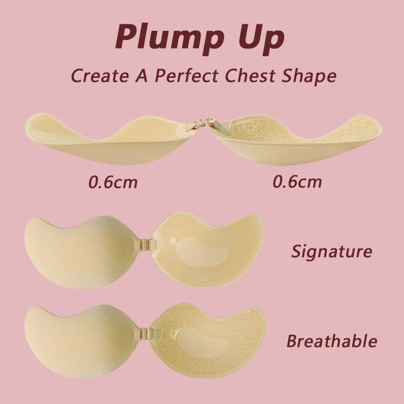 Reusable Mango Shape Sticky Bra Strapless Backless Push up Adhesive Silicone Bra for Women Wedding Dress Invisible Seamless Bra