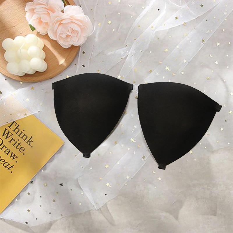 Women's Triangle Shaped Removable Front Buckle Design Invisible Floral Bikini Adhesivo Bra Suitable for Fashion Swim Wear