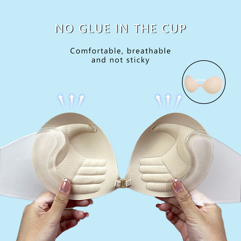 Wholesale High Quality Detachable Design Invisible Bra for Fashion Wear Women Gather to Breast Backless Invisible Adhesive Bra