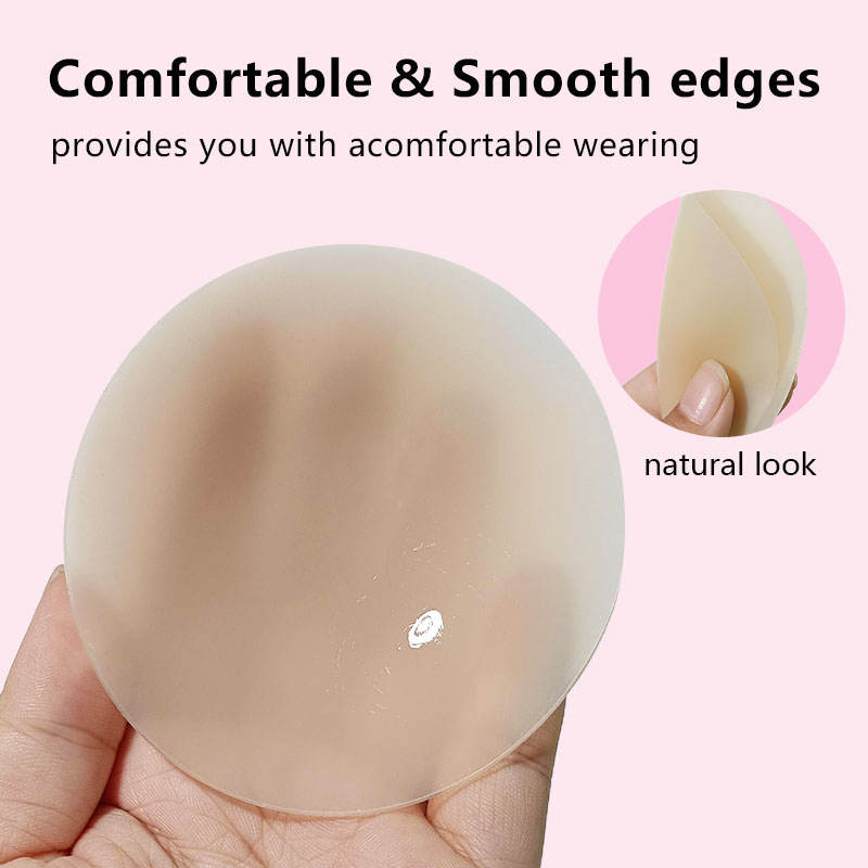 Nipple Covers 2 Pairs-Seamless and Sheer Adhesive Silicone Nipple Pasties for Women Reusable, Sticky Breast Petals