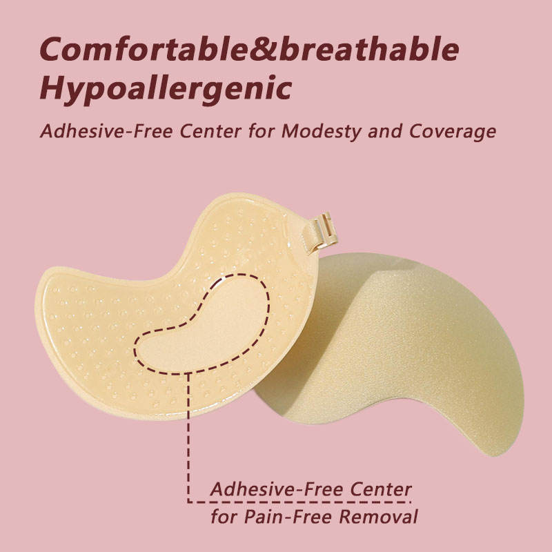 Reusable Mango Shape Sticky Bra Strapless Backless Push up Adhesive Silicone Bra for Women Wedding Dress Invisible Seamless Bra