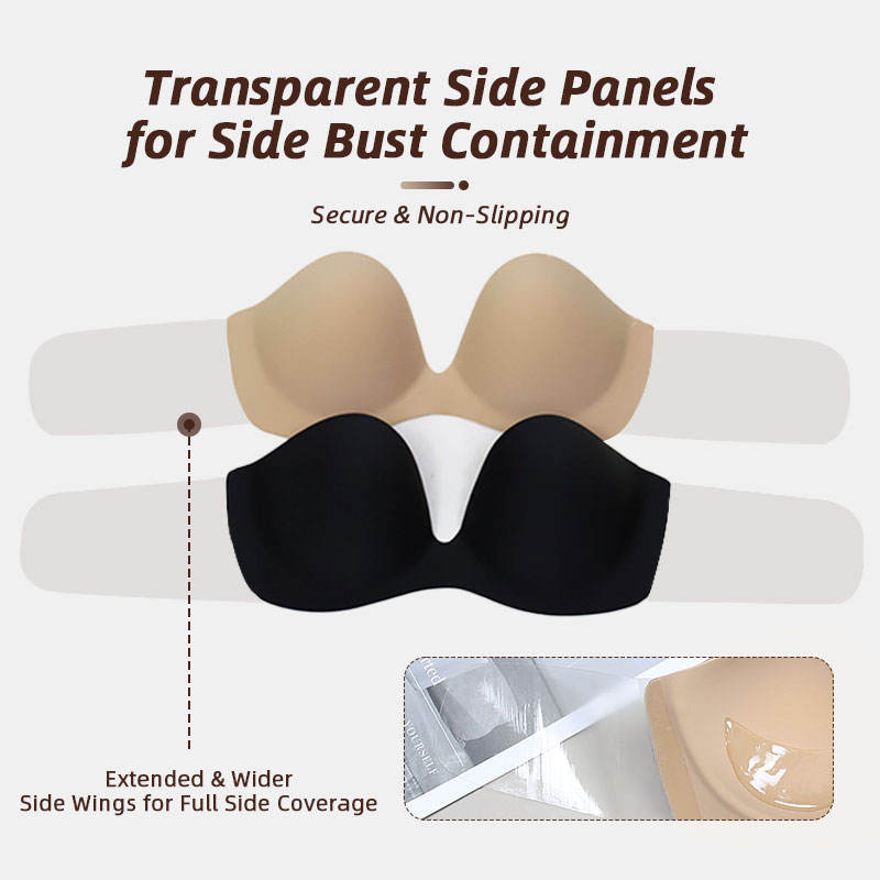 New Arrival Invisible Deep V Backless Strapless Push up Adhesive Bra Lightweight Cleavage Enhancement Sticky Bras for Women