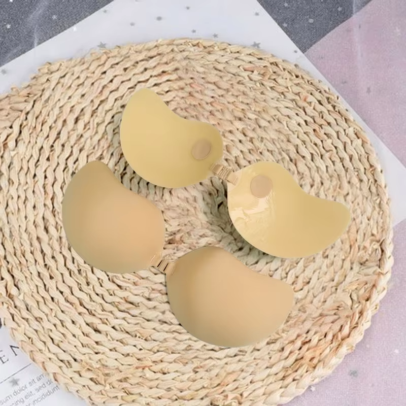 Women Breast Pasties With Custom Packaging Reusable Matte Bra Adhesive Invisible Seamless Opaque Fabric Thickened Nipple Cover