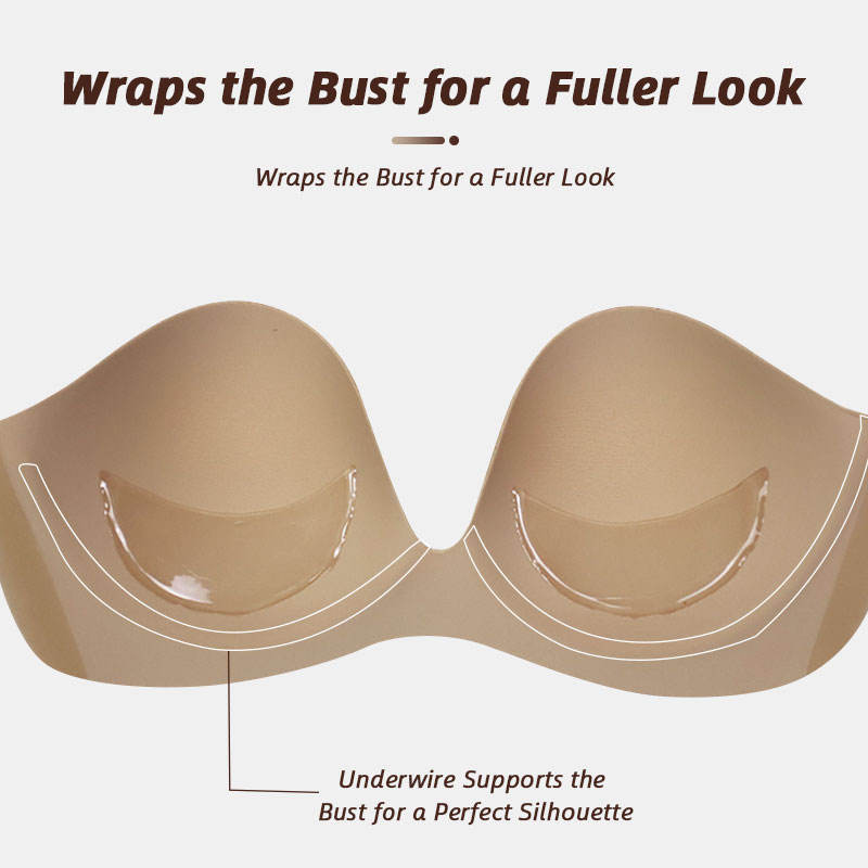 New Arrival Invisible Deep V Backless Strapless Push up Adhesive Bra Lightweight Cleavage Enhancement Sticky Bras for Women