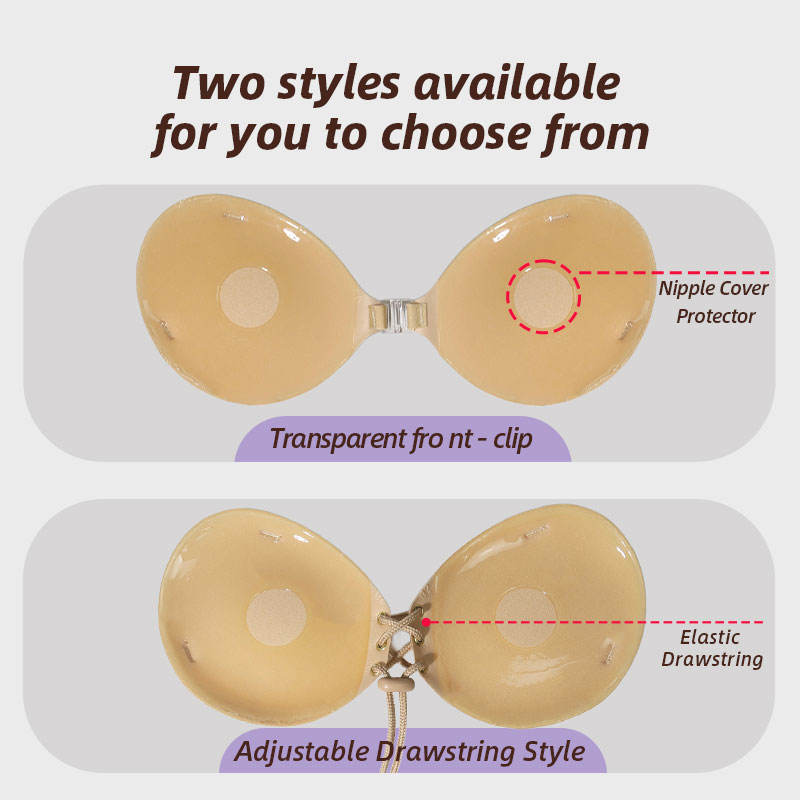 Women Self Adhesive Bra Nylon Spandex Thick Padding Invisible Push up Sticky Sponge Bra Backless Strapless Bra for Dresses