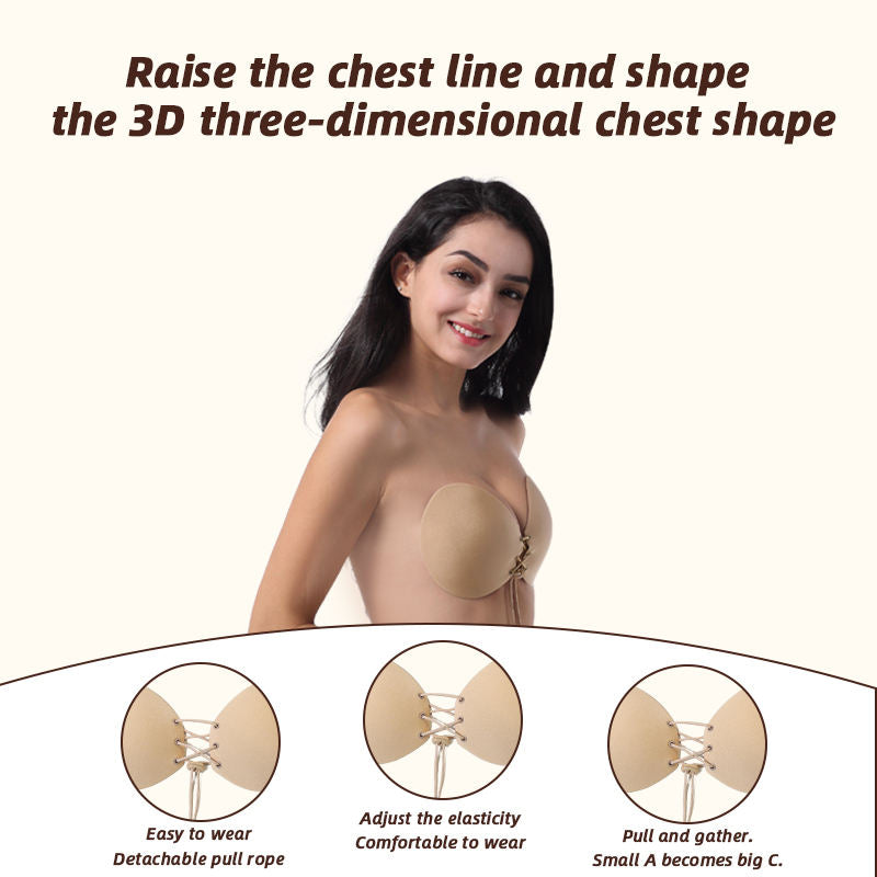 Invisible Self Adhesive Bra Strapless Backless Seamless Silicone Bra Push up Sticky Bra for Women Reusable Nipple Covers