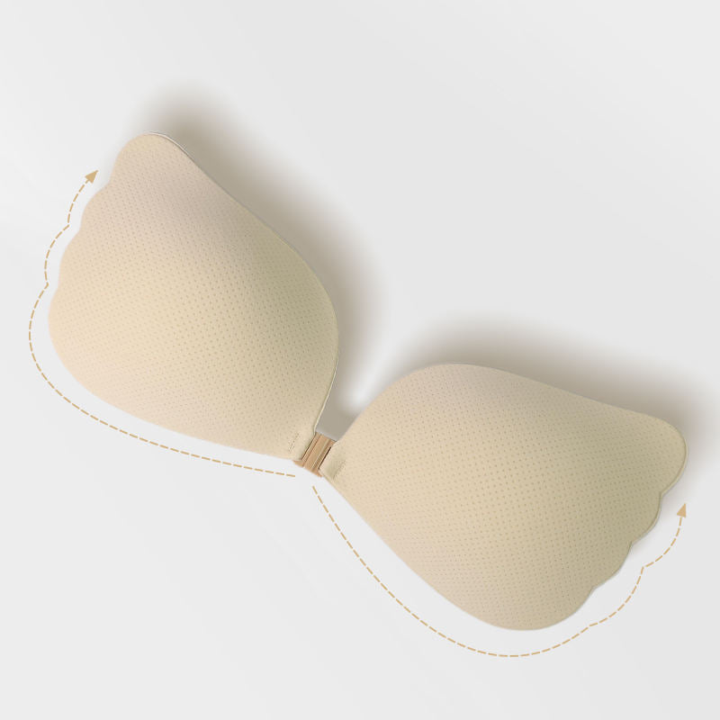Custom Logo Silicone Sticky Bra for Women Wholesale Wing Invisible Bra Strapless Backless Adhesive Push up Bra With Front Clasp