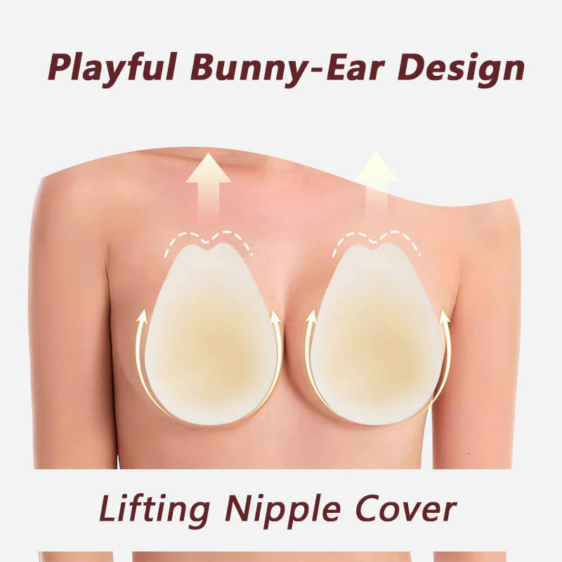Hot Sale Customizable Rabbit Ear Push up Nipple Covers OEM Adhesive Silicone Pasties Invisible Strapless Bra
