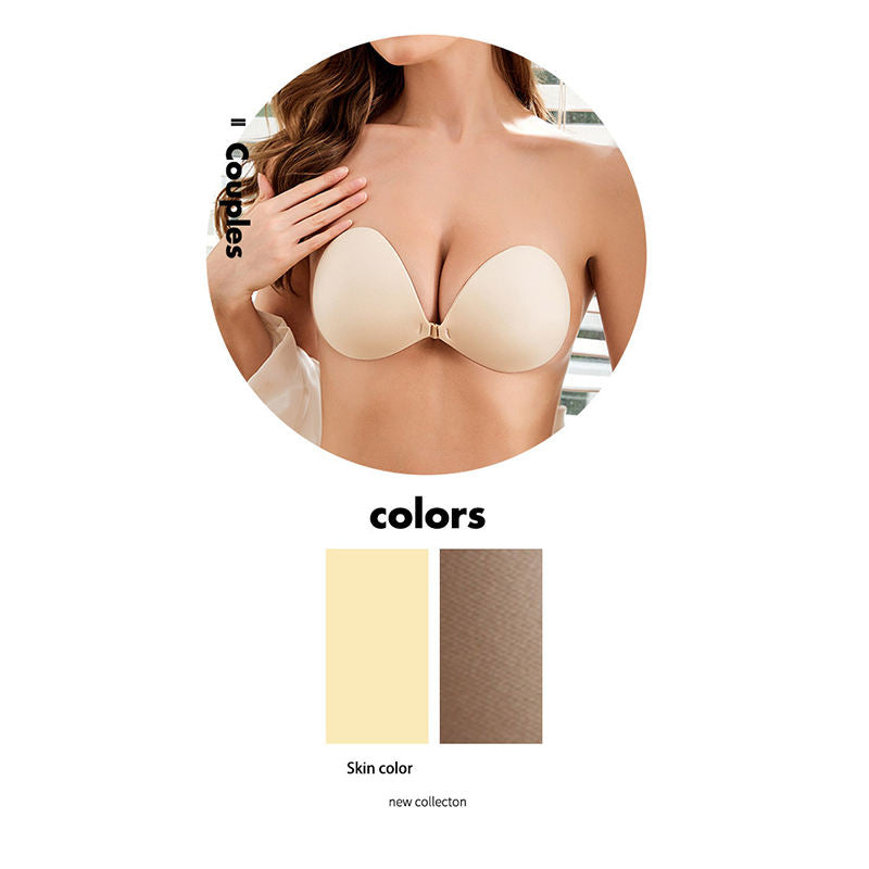 Bra Das Mulheres Heart Shaped Front Buckle Design Strapless and Traceless Satin Invisible Insert Bra Suitable for Fashion Wear