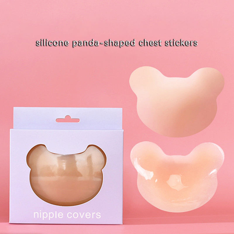 Nipple Cover Factory Odm/oem Women's Backless and Traceless Strong Stickness Panda Shape Push up Silicone Nipple Cover