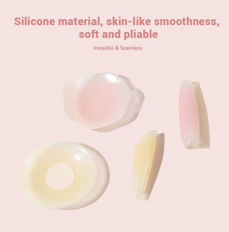 Ultra Thin Reusable Silicone Nipple Covers for Women Invisible Adhesive Pasties Nippleless Sticks Breast Petals Skin Tone