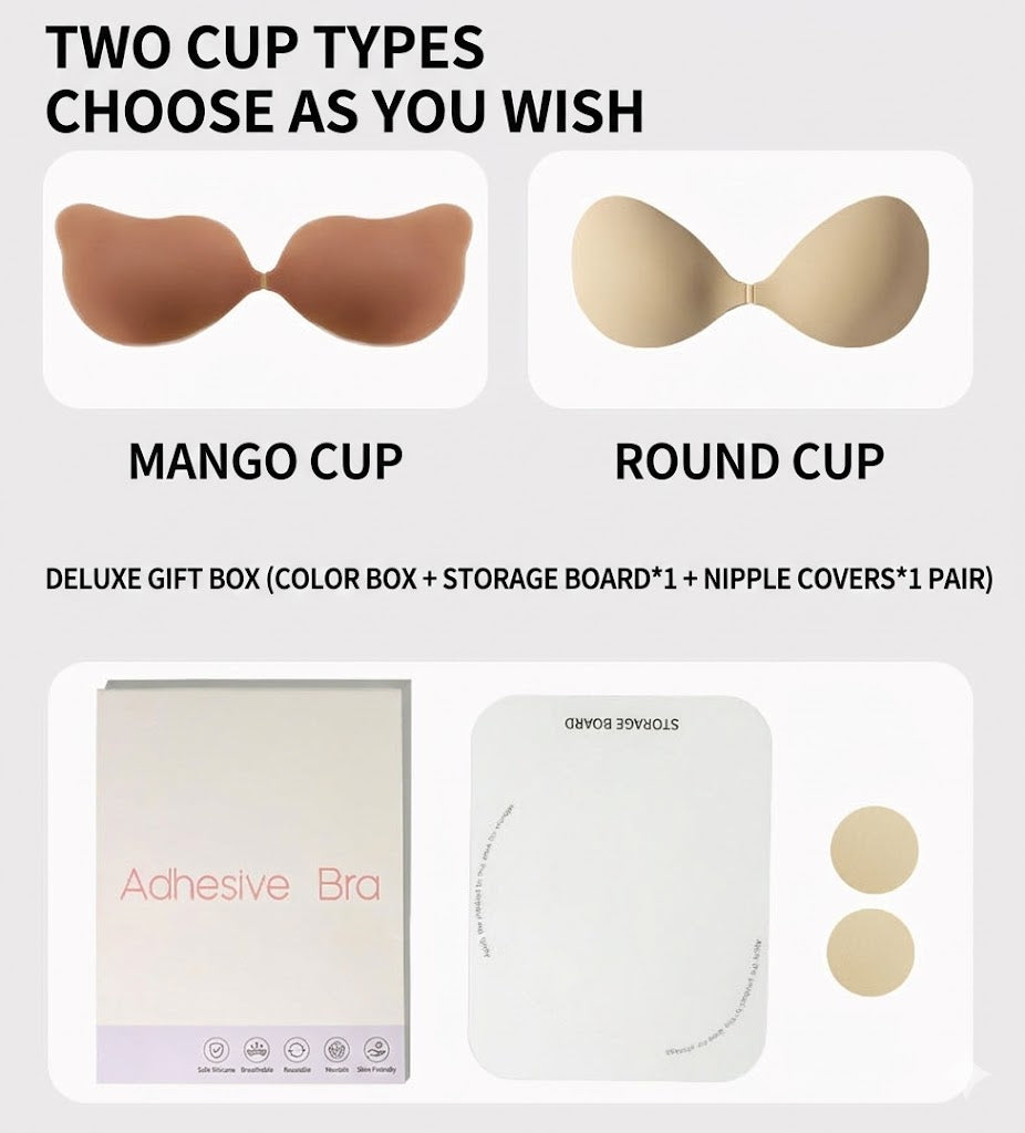Matte Nipple Cover Factory in Stock Women's Backless and Traceless mango Shape Attachment Adhesive Silicone Bra
