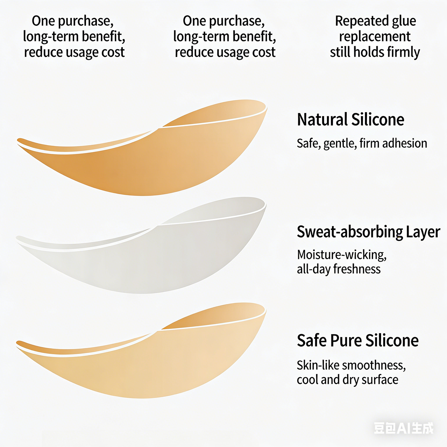 Matte Nipple Cover Factory in Stock Women's Backless and Traceless mango Shape Attachment Adhesive Silicone Bra